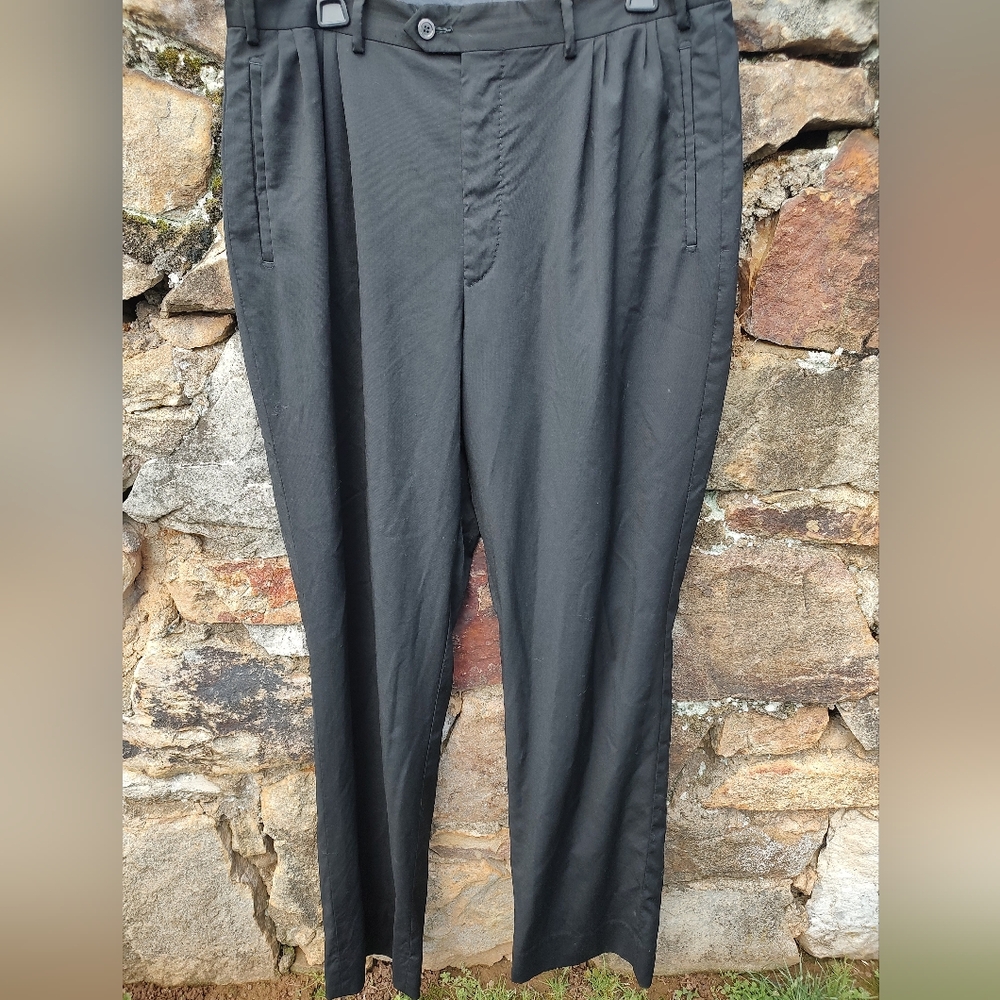 Vitale Barberis Canonico Sartore Black pleated front Mens Dress pants Size 51/35